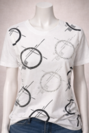 T-shirt Femme Blanc à Motifs géométrique. Taille S,L,XL