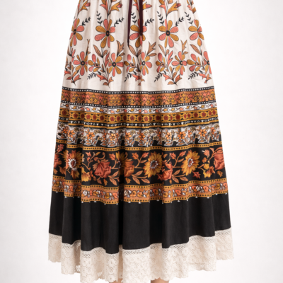 Jupe midi à imprimé floral, taille one size