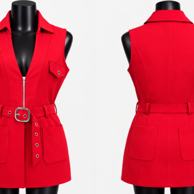 Robe courte sans manches.