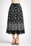 Jupe midi noire à imprimé floral taille XL