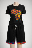 Ensemble 2 pièces noir à motif Afrique. Style moderne et affirmé. Taille disponible S, l