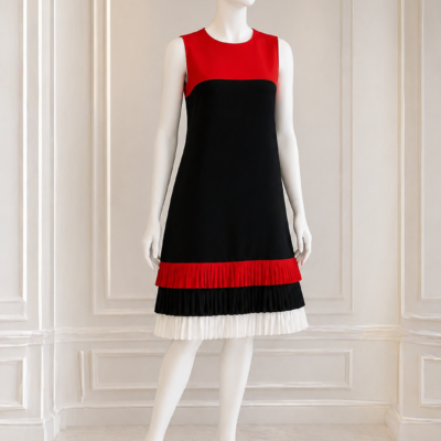 Robe élégante bicolore plissée. Taille 8, 10, 12