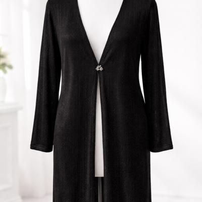 Veste longue noire élégante scintillante . Xl, 2XL