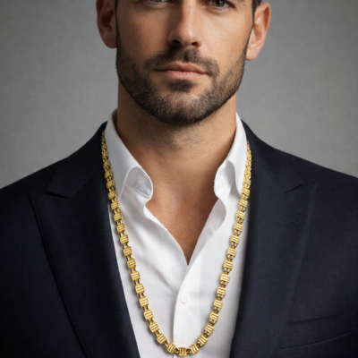 Chaîne homme dorées style grec.