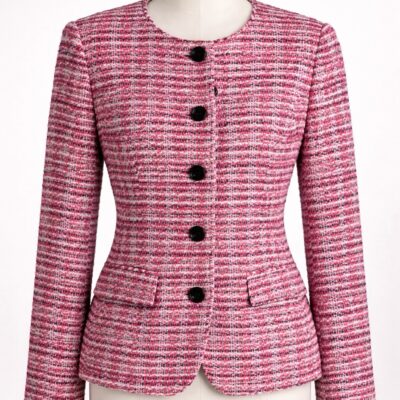 Veste tweed Rose Élégante. Taille 46